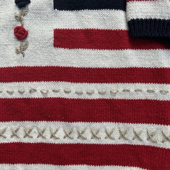 Hunters Run USA Sweater Grannycore Vintage Size 1X  America 4th Of July Holiday - Picture 4 of 5